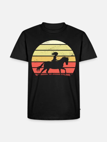 Rétro fille cheval - T-shirt Premium bio Homme - noir