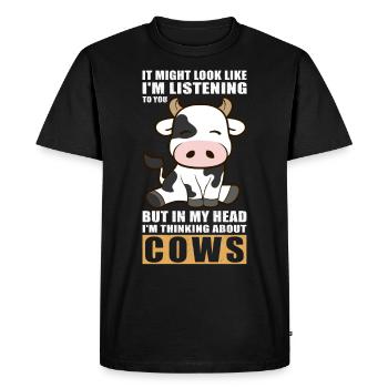 Vache vache vache vache modèle bovins amoureux de vaches - T-shirt Premium bio Homme - noir - Devant - Nico (187cm)