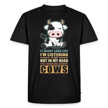 Vache vache | Vaches vaches de vaches amoureux de vaches - T-shirt Premium bio Homme - noir - Devant - Nico (187cm)