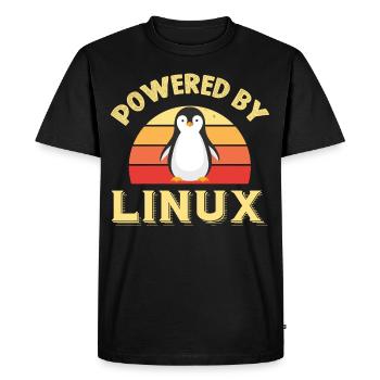 Alimenté par Linux Rétro Vintage Geek - T-shirt Premium bio Homme - noir - Devant - Nico (187cm)