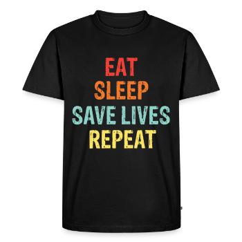 Les urgences sauvent des vies Répétition de battements de cœur - T-shirt Premium bio Homme - noir - Devant - Nico (187cm)