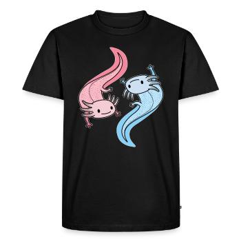 Axolotl Yin Yang Kawaii Poisson mexicain - T-shirt Premium bio Homme - noir - Devant - Nico (187cm)