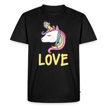 Licorne Amour - T-shirt Premium bio Homme - noir - Devant - Nico (187cm)