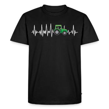 Traktor Bauern Herzschlag Feld Landwirt - Männer Premium Bio T-Shirt - Schwarz - Vorne - Nico (187cm)