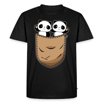 Kawaii Panda Lover - Men's Premium Organic T-Shirt - black - Front - Nico (187cm)