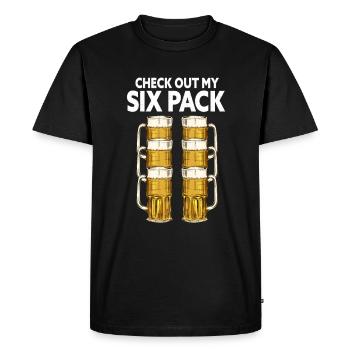 Beer version. Check - Out My Six-Pack. - Men's Premium Organic T-Shirt - black - Front - Nico (187cm)