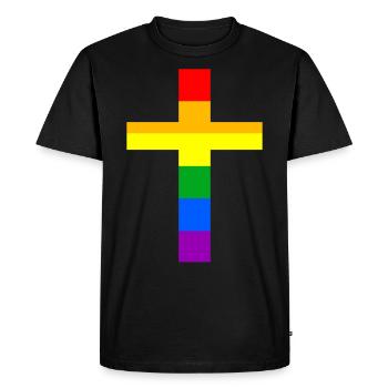 LGBT Cross Christianity Rainbow Flag Church - T-shirt Premium bio Homme - noir - Devant - Nico (187cm)