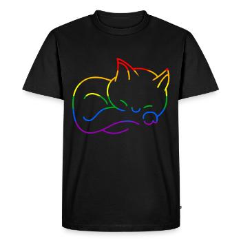 Cat LGBT Colorful Gay Pride Rainbow Colors - Men's Premium Organic T-Shirt - black - Front - Nico (187cm)