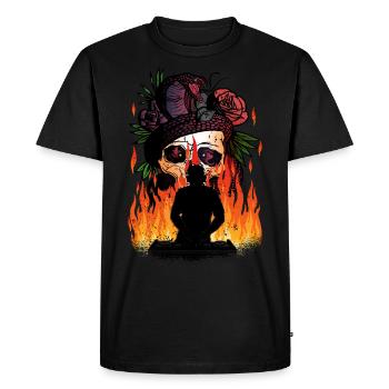 DJ tête de mort flammes serpents musiciens fête - T-shirt Premium bio Homme - noir - Devant - Nico (187cm)