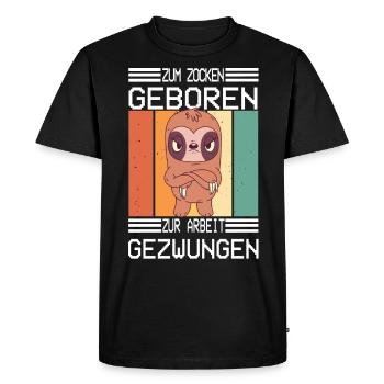 Zur Arbeit Gezwungen Zum Zocken Geboren Gamer Gift - Männer Premium Bio T-Shirt - Schwarz - Vorne - Nico (187cm)