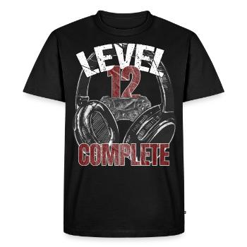 Level 12 complete gamer gamer gamecker Anniversaires Sort - T-shirt Premium bio Homme - noir - Devant - Nico (187cm)