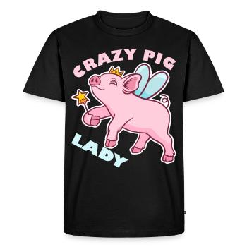 Crazy Pig Dame Rose cochon cadeau - T-shirt Premium bio Homme - noir - Devant - Nico (187cm)