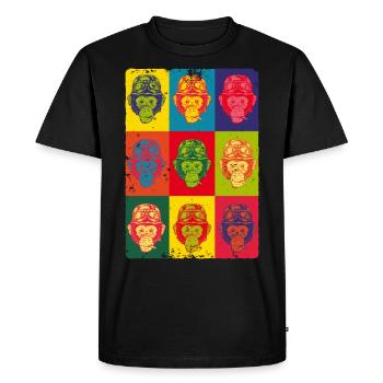 Affen Pop Art Tiere Animals Apes Monkeys - Men's Premium Organic T-Shirt - black - Front - Nico (187cm)