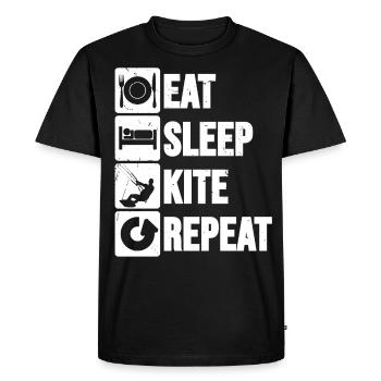 Eat Sleep Kite Repeat kite amusante kitesurf - T-shirt Premium bio Homme - noir - Devant - Nico (187cm)