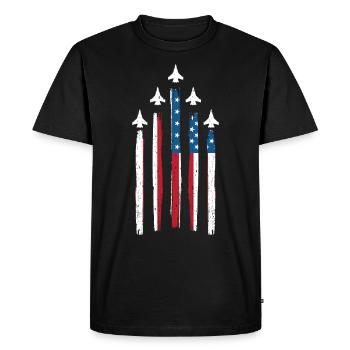 Avion Drapeau américain - T-shirt Premium bio Homme - noir - Devant - Nico (187cm)