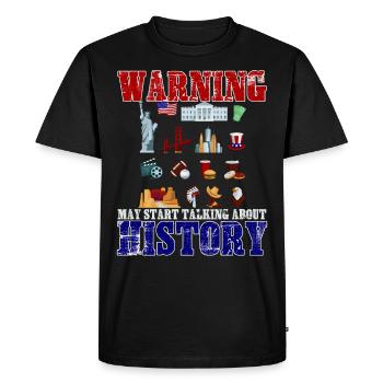 Histoire Alerte Professeur d’histoire - T-shirt Premium bio Homme - noir - Devant - Nico (187cm)