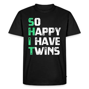 Dad father of twins mom twin parents - Men's Premium Organic T-Shirt - black - Front - Nico (187cm)