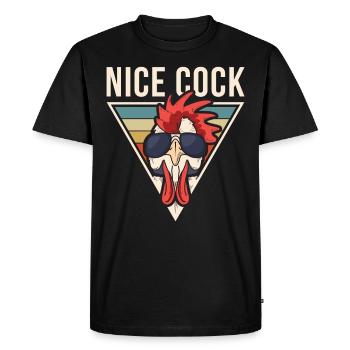 Nice Cock Hahn Vintage Retro Funny Naughty Saying - Men's Premium Organic T-Shirt - black - Front - Nico (187cm)