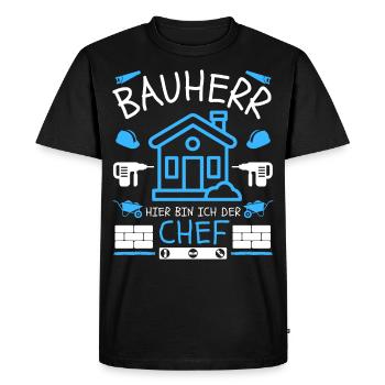 Herren Bauherr Mann Bauherren Richtfest - Männer Premium Bio T-Shirt - Schwarz - Vorne - Nico (187cm)