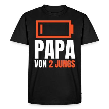 PAPA VON 2 JUNGS - Batterie Akku leer Vatertag - Männer Premium Bio T-Shirt - Schwarz - Vorne - Nico (187cm)