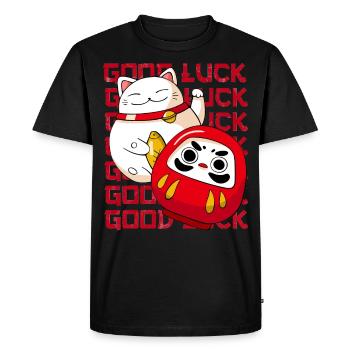 Maneki Neko chat japonais Caïd - T-shirt Premium bio Homme - noir - Devant - Nico (187cm)