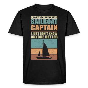 Voilier voilier capitaine skipper marin cadeau - T-shirt Premium bio Homme - noir - Devant - Nico (187cm)