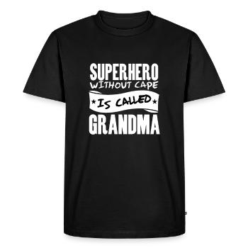 Superhero without cape is called grandma - Men's Premium Organic T-Shirt - black - Front - Nico (187cm)