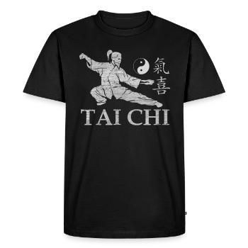 Tai Chi Master Zen Yin Yang Chakra Energy Happiness - Men's Premium Organic T-Shirt - black - Front - Nico (187cm)