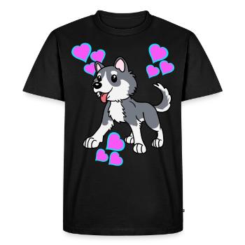 Hearts Husky Dog Children Child Pets welcome - Men's Premium Organic T-Shirt - black - Front - Nico (187cm)