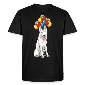 Berger suisse blanc avec ballons - T-shirt Premium bio Homme - noir - Devant - Nico (187cm)