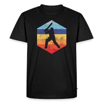 Cricket Gift TShirt Cricket Player Retro - Men's Premium Organic T-Shirt - black - Front - Nico (187cm)