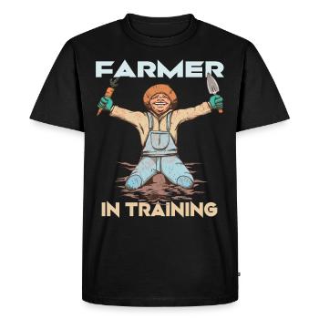 Rétro Farmer In Formation Animaux - T-shirt Premium bio Homme - noir - Devant - Nico (187cm)