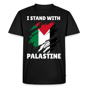 Drapeau palestinien I Stand With Palestine - T-shirt Premium bio Homme - noir - Devant - Nico (187cm)
