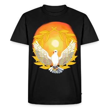 Lumière du soleil Colombe Dieu Jésus Paix Création - T-shirt Premium bio Homme - noir - Devant - Nico (187cm)