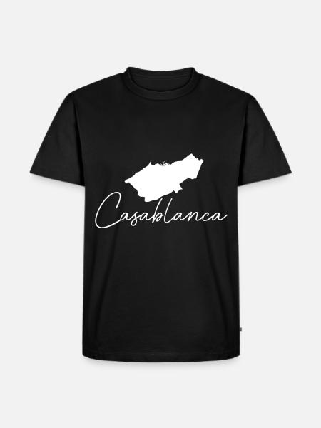 Casablanca Port City Morocco Map - Men's Premium Organic T-Shirt - black