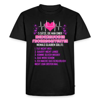 Ne jamais croire une employée médicale - T-shirt Premium bio Homme - noir - Devant - Nico (187cm)