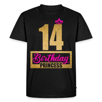 14 ans 14 ans 14 anniversaire de la princesse - T-shirt Premium bio Homme - noir - Devant - Nico (187cm)