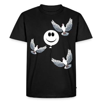 Ballon Céleste Colombes de la Paix Colombes Paix - T-shirt Premium bio Homme - noir - Devant - Nico (187cm)