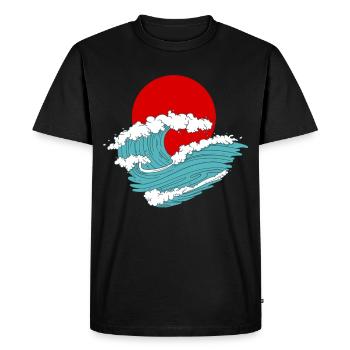 Japon Vague Asiatique rétro tatouage art - T-shirt Premium bio Homme - noir - Devant - Nico (187cm)