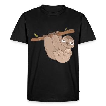 Paresseux Mère Avec enfant ou frères et sœurs Bébé - T-shirt Premium bio Homme - noir - Devant - Nico (187cm)