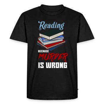 Reading because Murder is Wrong Livre de ver de bibliothèque - T-shirt Premium bio Homme - noir - Devant - Nico (187cm)