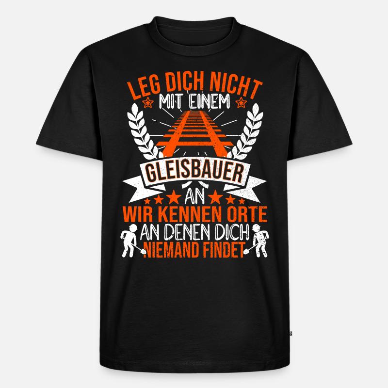 Gleisbauer Gleisbauarbeiter Schienenarbeiter - Männer Premium Bio T-Shirt - Schwarz
