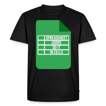 Les utilisateurs de feuilles de calcul le font dans les cellules Comptable Excel - T-shirt Premium bio Homme - noir - Devant - Nico (187cm)