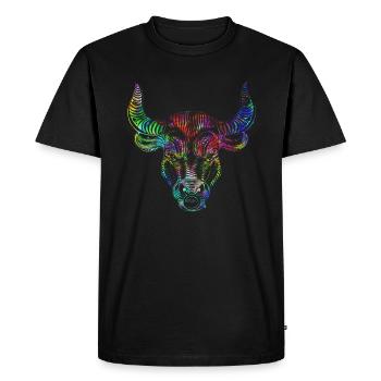 Psychedelisches Zodiaque Taureau - T-shirt Premium bio Homme - noir - Devant - Nico (187cm)