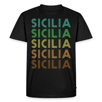 Sizilien Retro Sicilia - Männer Premium Bio T-Shirt - Schwarz - Vorne - Nico (187cm)