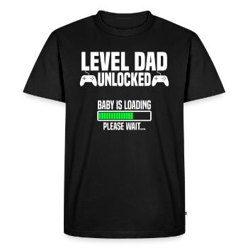 Niveau papa unlocked - T-shirt Premium bio Homme - noir - Devant - Nico (187cm)