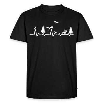 Herzschlag Tiere Fuchs Wald Vogel Reh Hirsch Adler - Männer Premium Bio T-Shirt - Schwarz - Vorne - Nico (187cm)