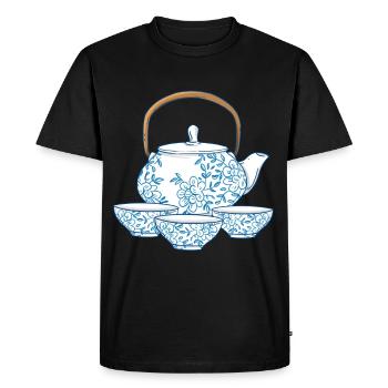 Thé ou café de café avec tasses d’art asiatique - T-shirt Premium bio Homme - noir - Devant - Nico (187cm)