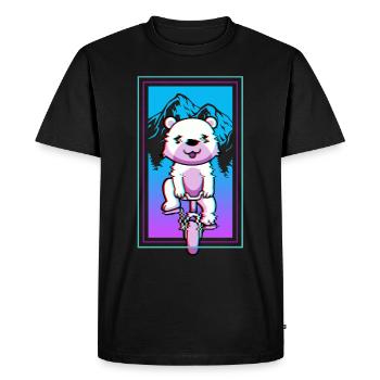 Ours Biker Riding A Bicycle Mountain Vélo Kawaii - T-shirt Premium bio Homme - noir - Devant - Nico (187cm)