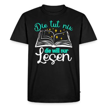 Le rat de lecture veut juste lire - T-shirt Premium bio Homme - noir - Devant - Nico (187cm)